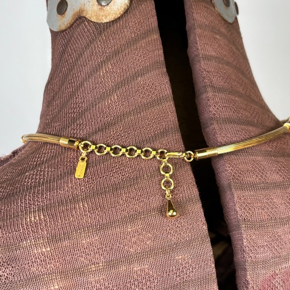 Vintage Signed Monet Gold Plated Tube Collar Necklace Classic - Picture 4 of 12